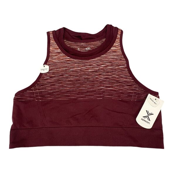 Xersion Crop Top Womens 2XL Burgundy Space Dye Quick Dry Sleeveless Sportswear - Picture 1 of 10